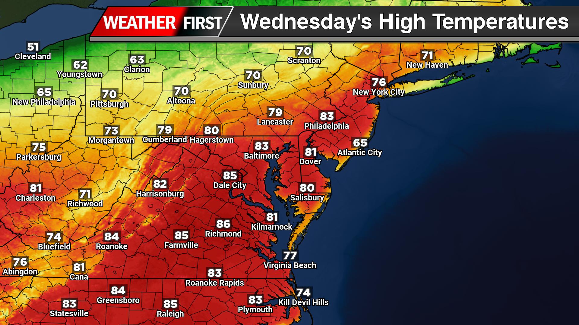 Unseasonable Warmth Builds Across Delmarva as Warm Front Lifts North