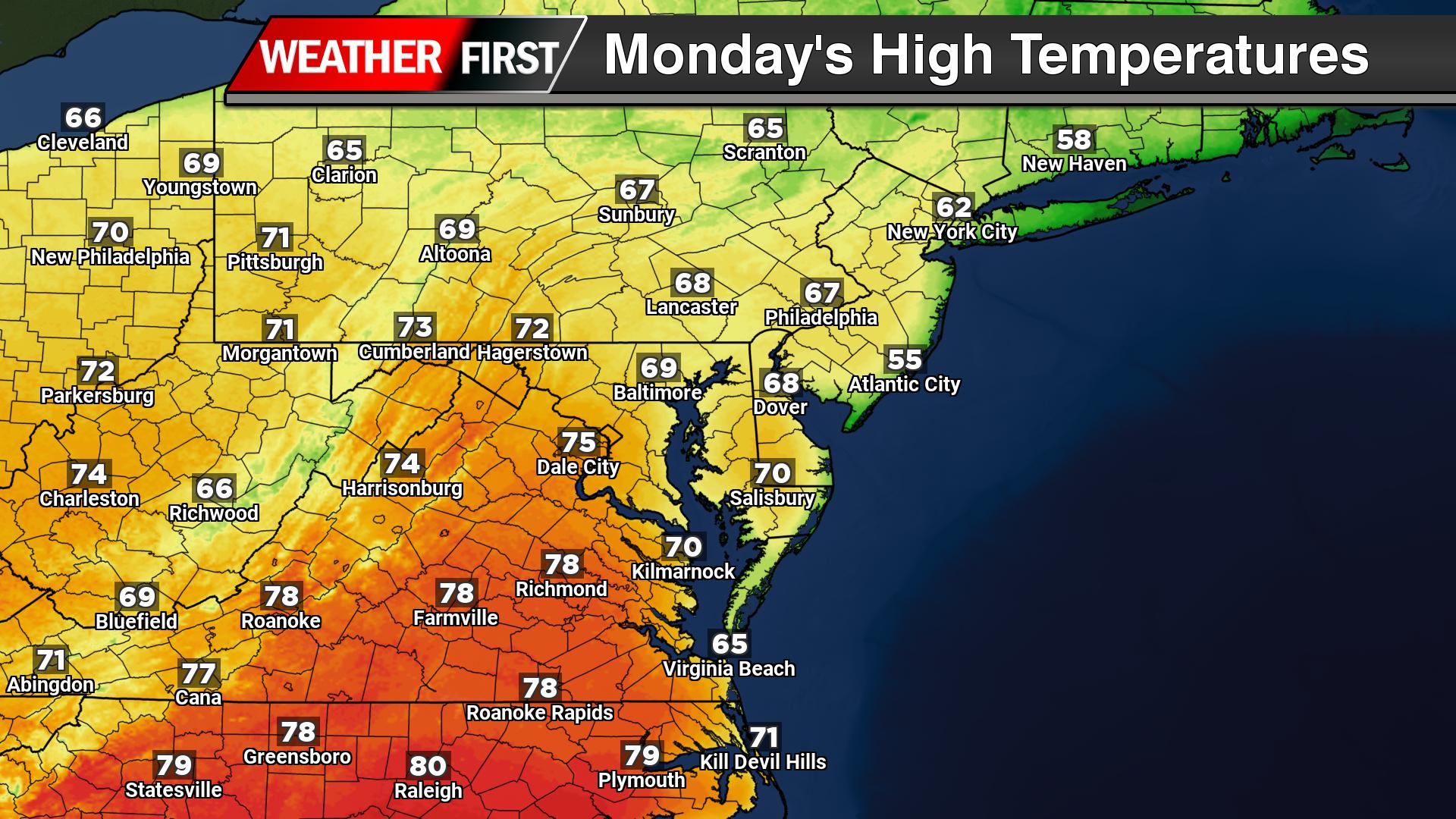 Much Warmer Weather Moving Into Delmarva Along With Fog and Shower Chances
