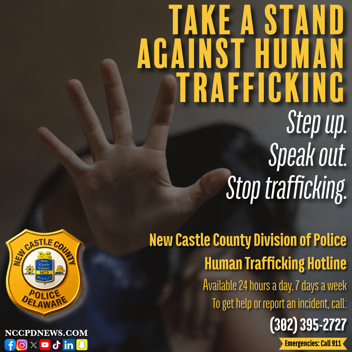 New Castle County Police Launch Delaware’s First Human Trafficking Hotline