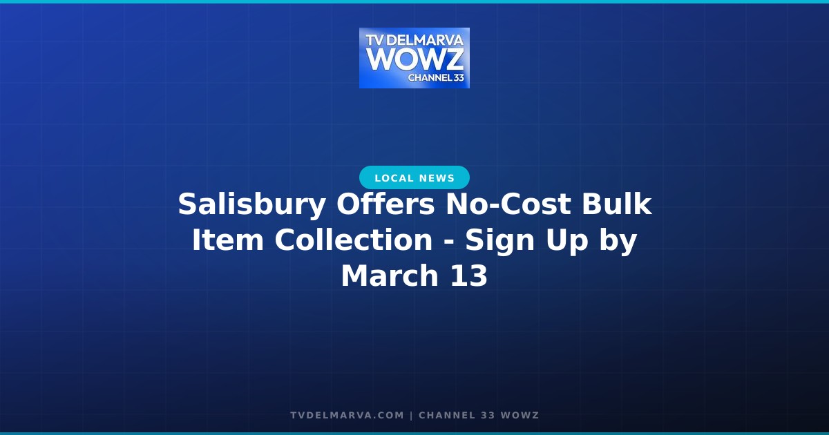 Salisbury Offers No-Cost Bulk Item Collection – Sign Up by March 13