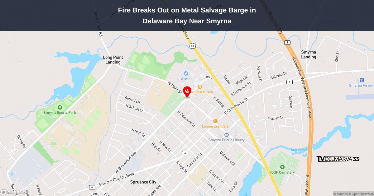 Fire Breaks Out on Metal Salvage Barge in Delaware Bay Near Smyrna