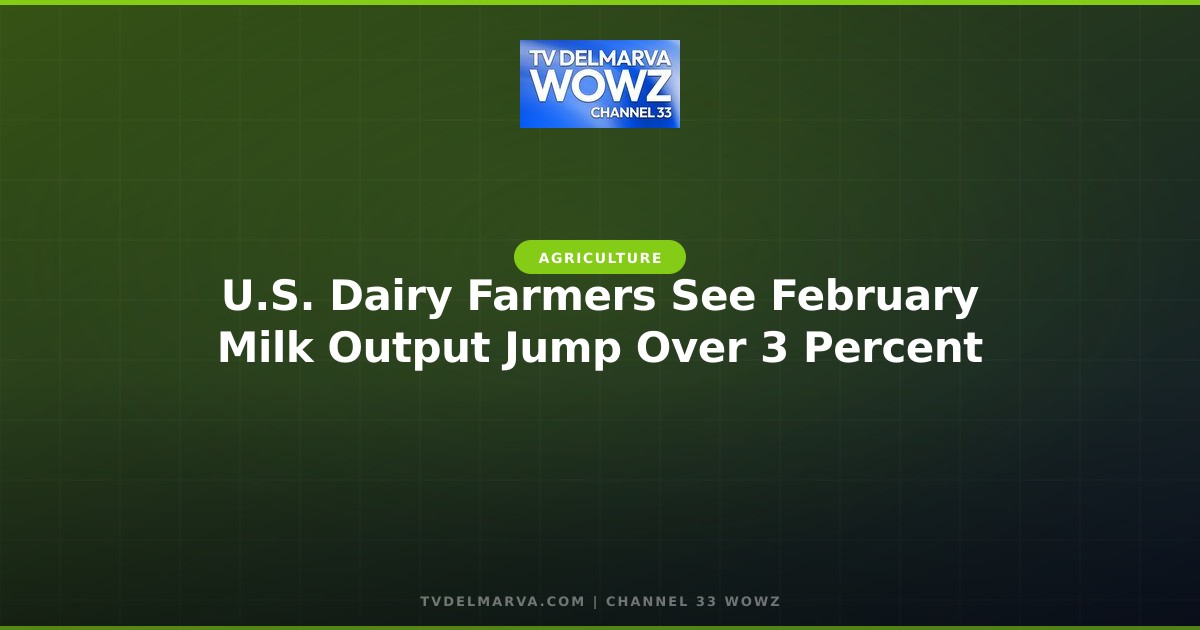 U.S. Dairy Farmers See February Milk Output Jump Over 3 Percent