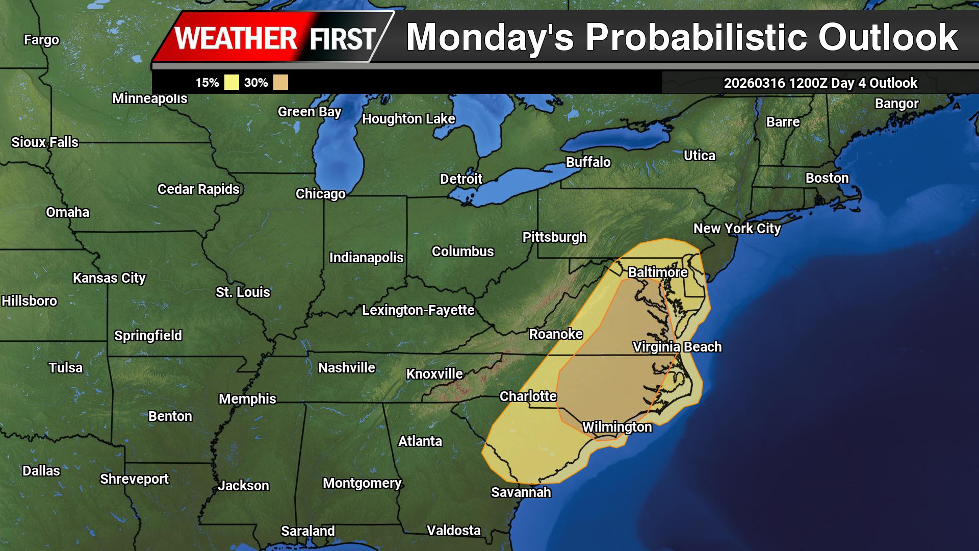 Significant Severe Weather Threat Increasing Monday Across the Mid Atlantic