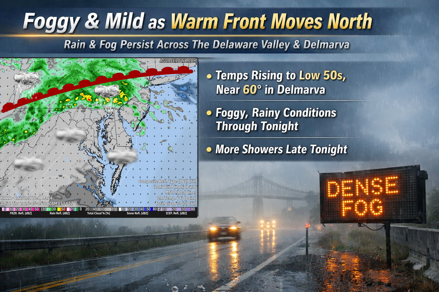 Mild Temperatures Return to Delmarva as Fog and Rain Persist