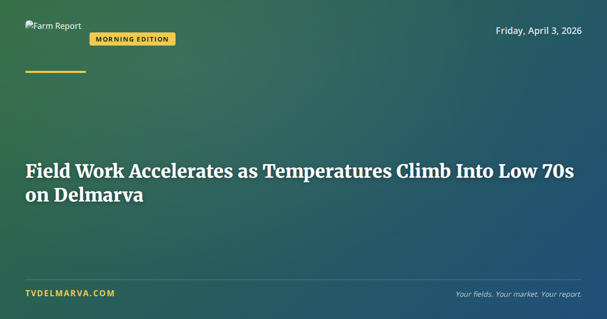 Field Work Accelerates as Temperatures Climb Into Low 70s on Delmarva