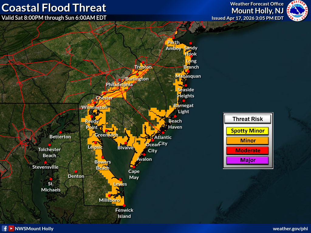 Coastal Flood Advisory Issued for Delaware Beaches Ahead of Saturday Night High Tide