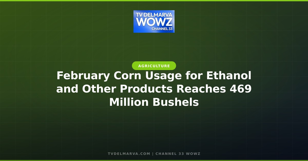 February Corn Usage for Ethanol and Other Products Reaches 469 Million Bushels