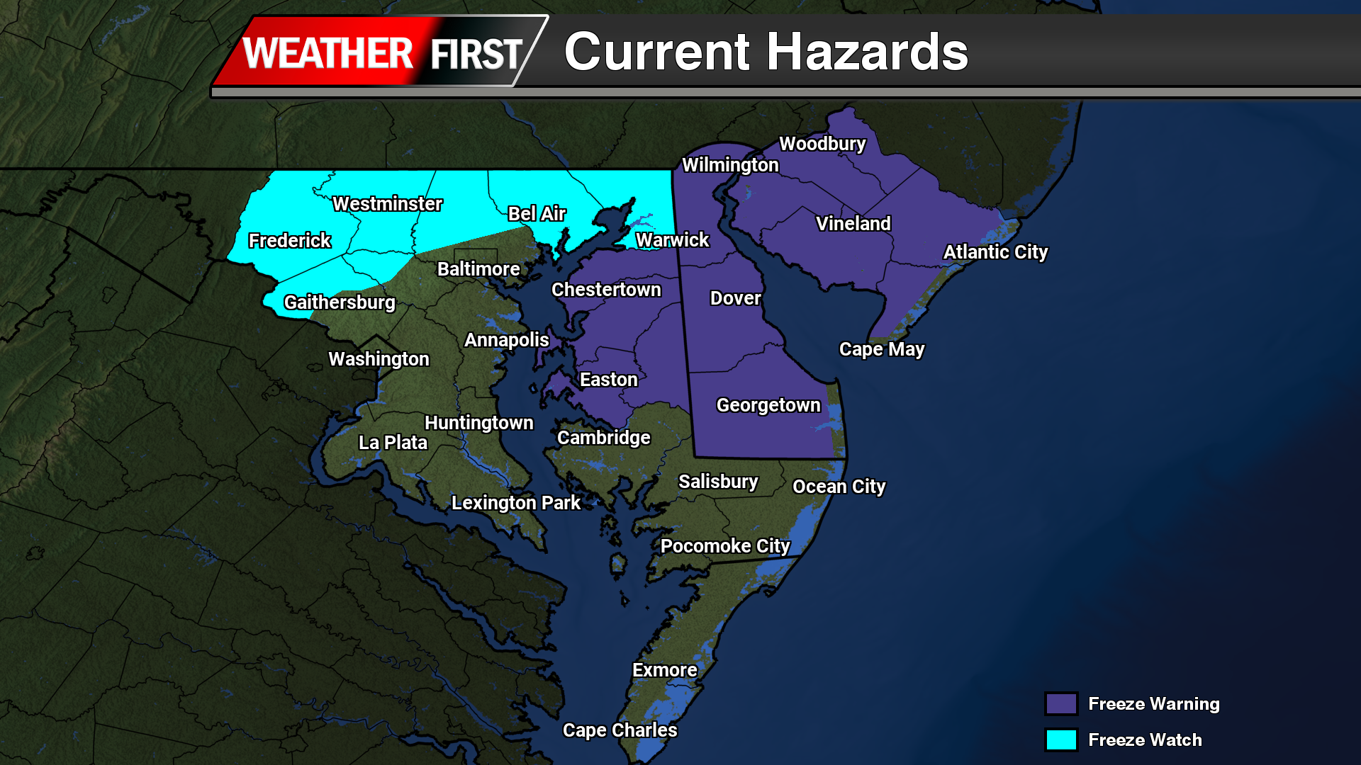 Freeze Warning Issued Across Delmarva; Temperatures Could Drop to 28 Degrees Overnight