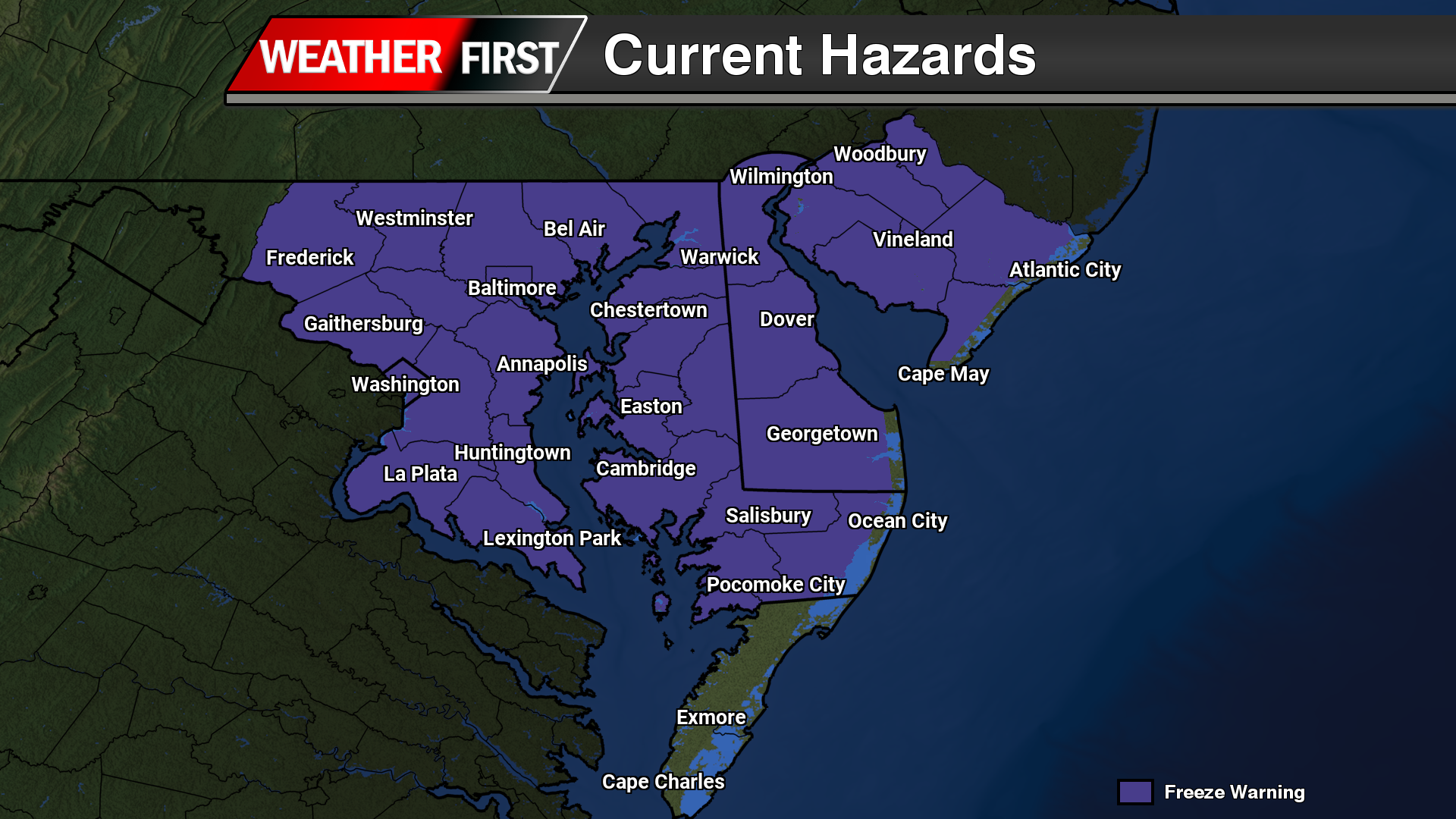 Cold Front Brings Sharp Cooldown and Widespread Freeze Risk to Delmarva
