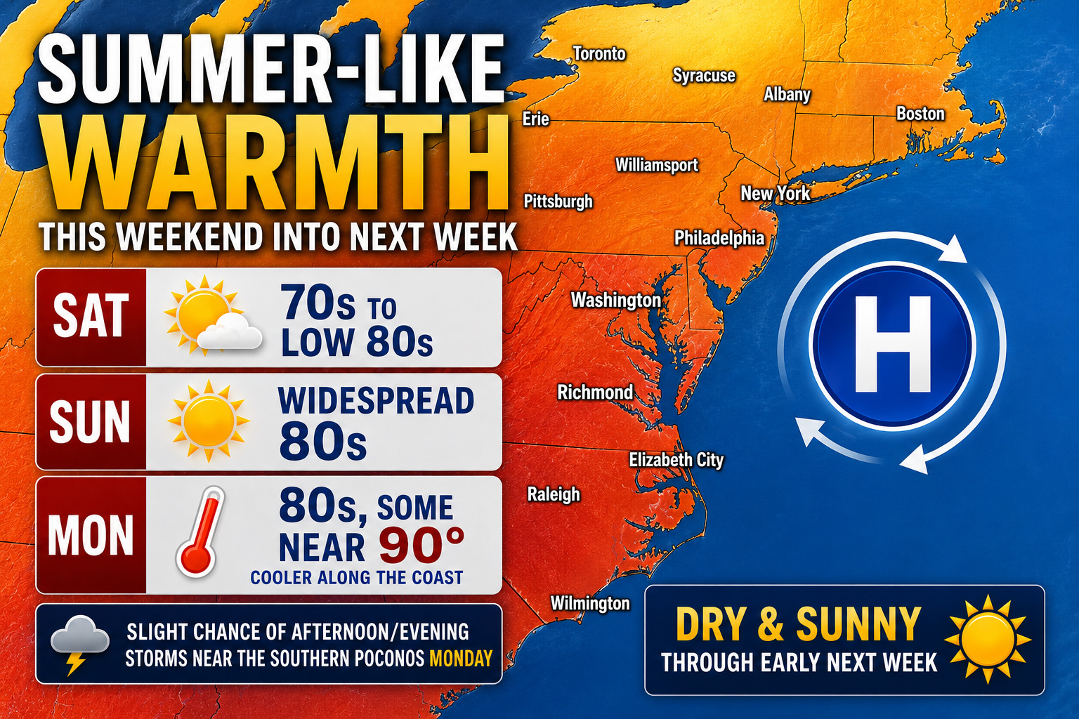 Summer-Like Warmth Expected Across Delmarva This Weekend Into Next Week
