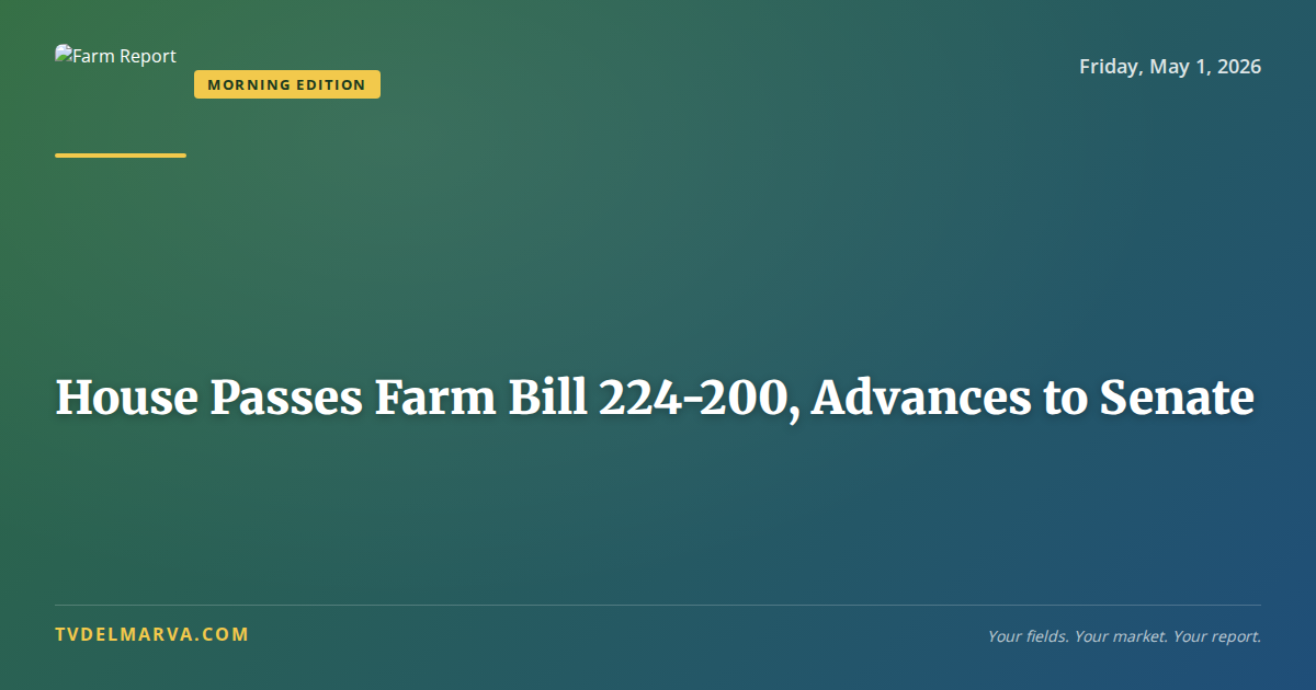 House Passes Farm Bill 224-200, Advances to Senate