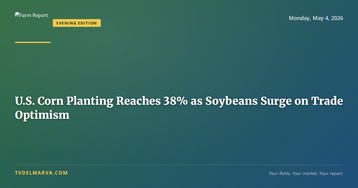 U.S. Corn Planting Reaches 38% as Soybeans Surge on Trade Optimism