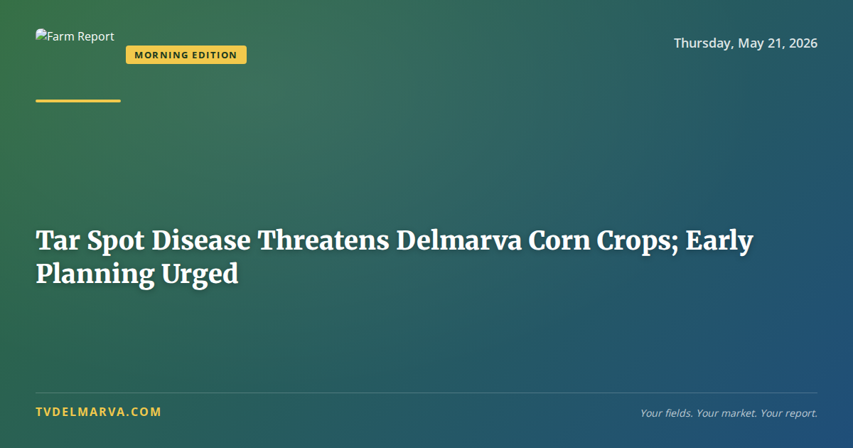 Tar Spot Disease Threatens Delmarva Corn Crops; Early Planning Urged