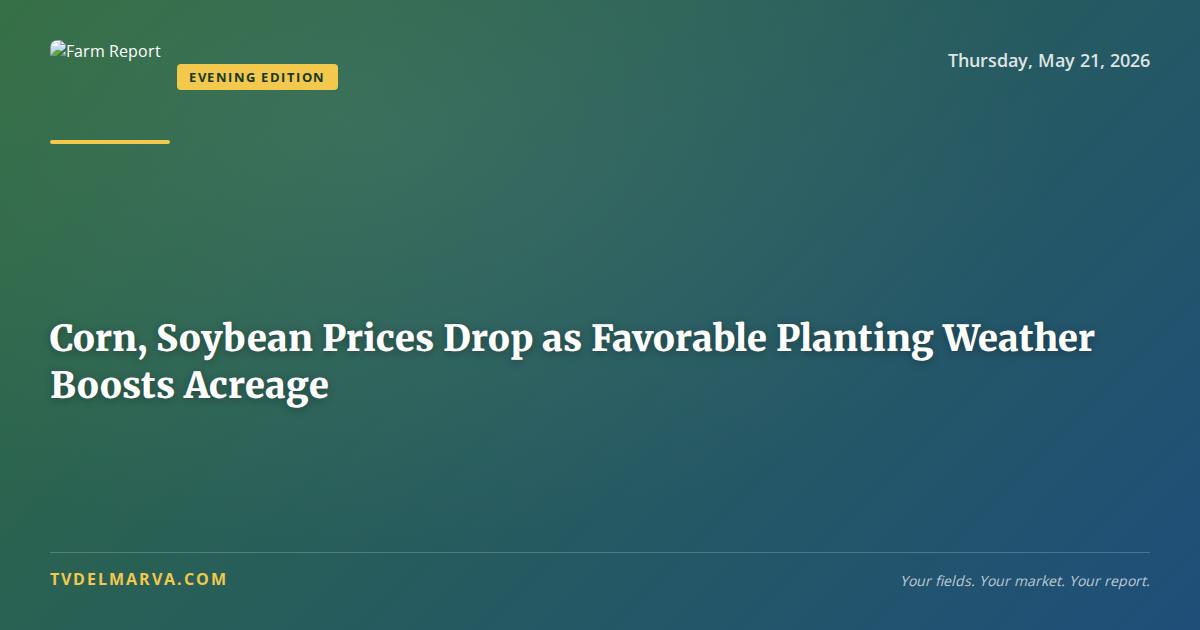 Corn, Soybean Prices Drop as Favorable Planting Weather Boosts Acreage