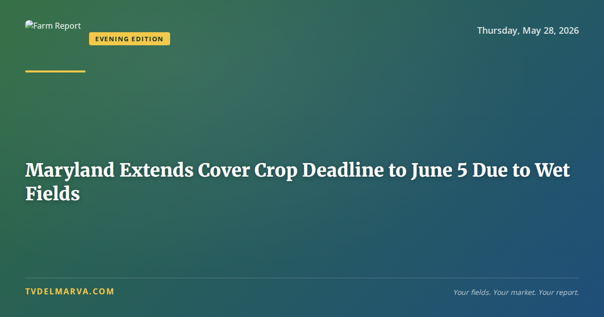 Maryland Extends Cover Crop Deadline to June 5 Due to Wet Fields
