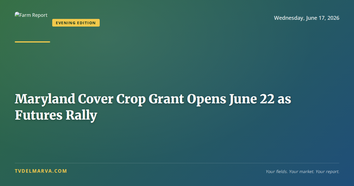 Maryland Cover Crop Grant Opens June 22 as Futures Rally