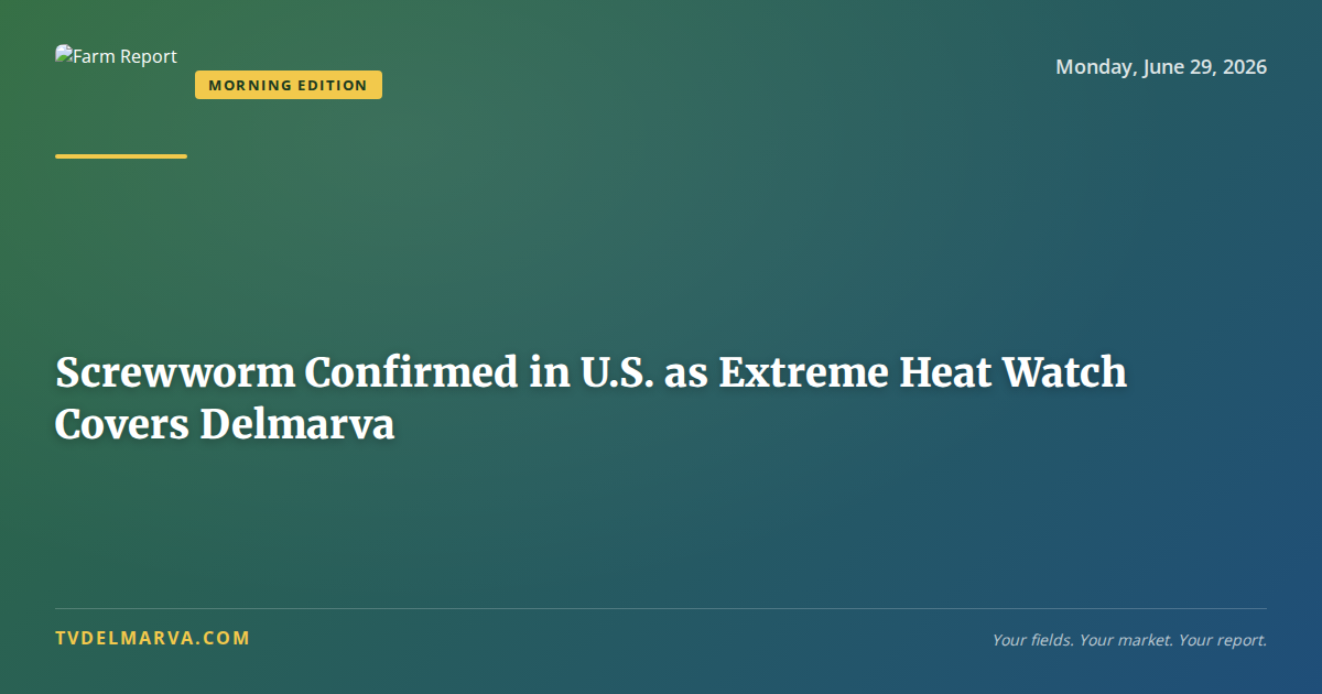 Screwworm Confirmed in U.S. as Extreme Heat Watch Covers Delmarva