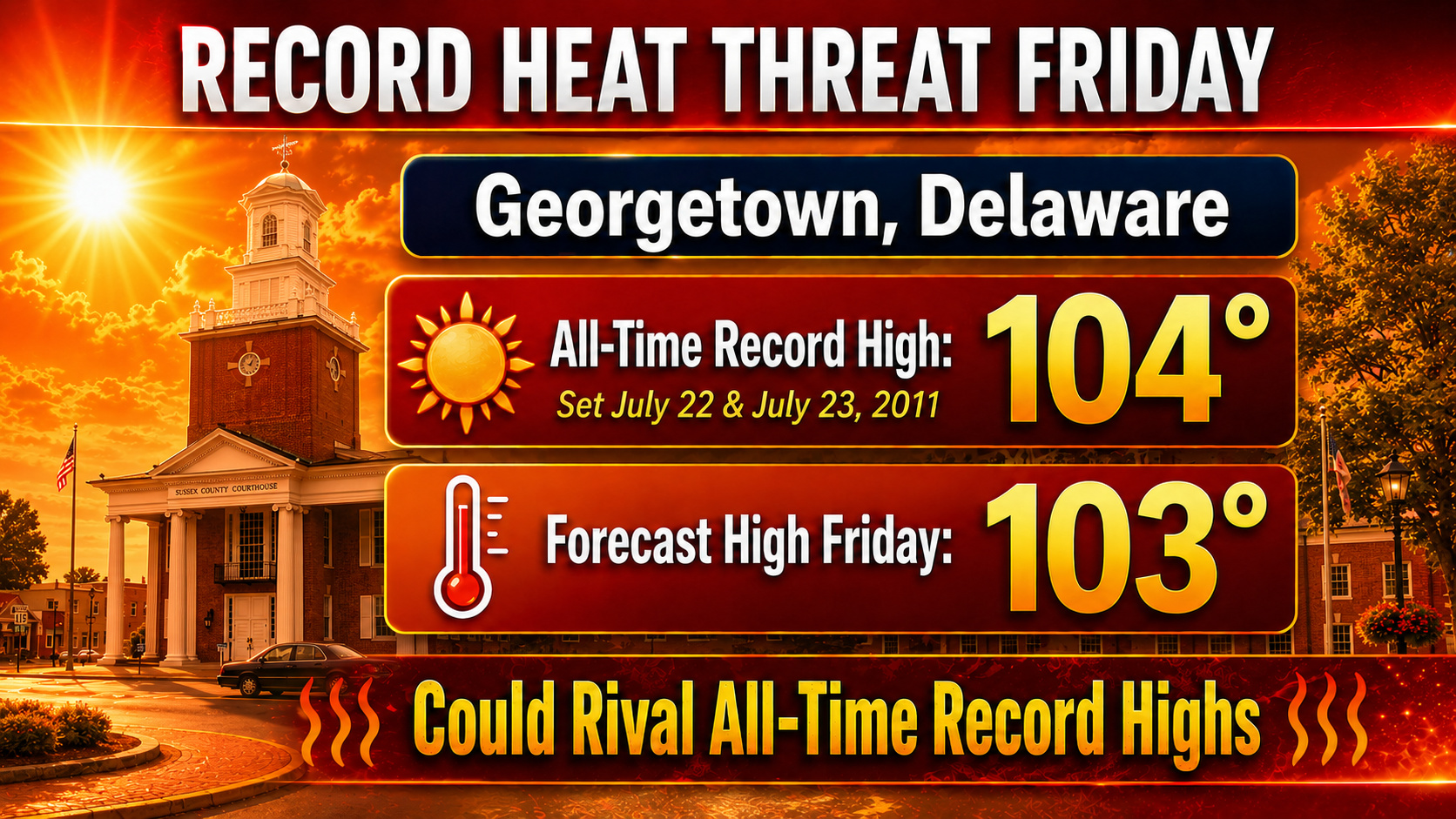 All-Time Heat Records Could Be Rivaled As Extremely Dangerous Heat Builds Across Delmarva