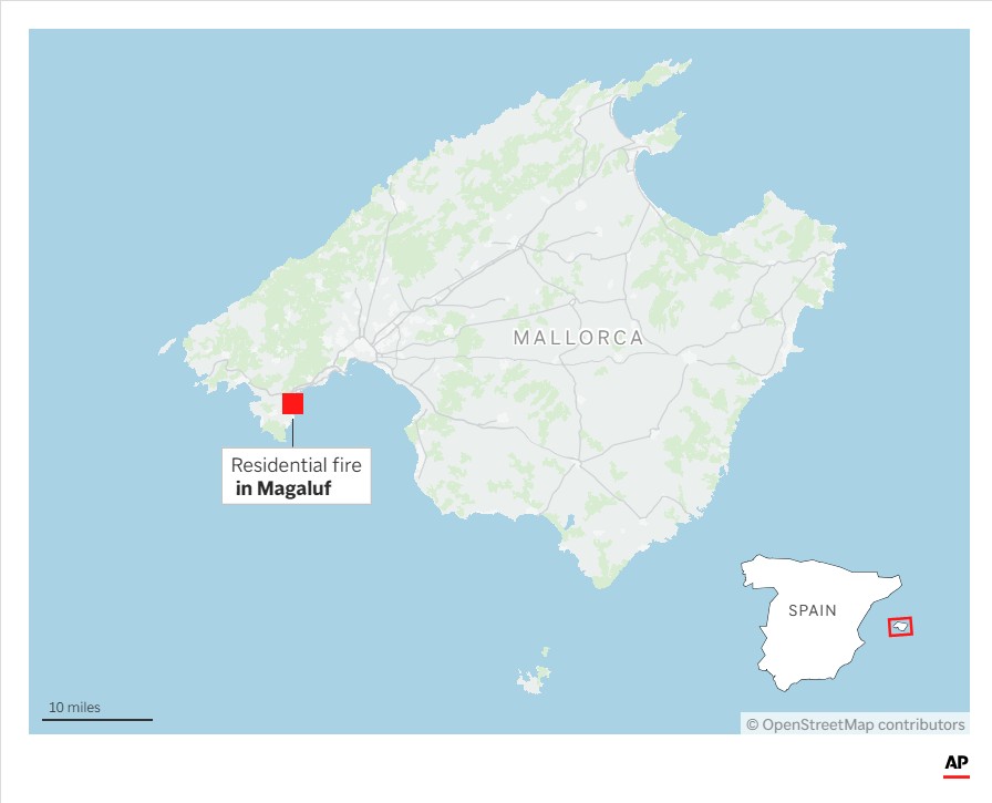Deadly Apartment Fire in Spain’s Mallorca Resort Area Claims Two Lives