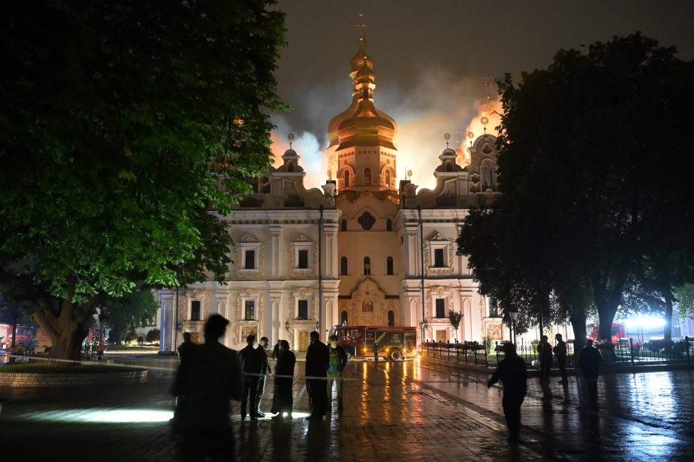 Russia Strikes Kyiv Religious Landmark and Kills 5 Rescuers in Kharkiv