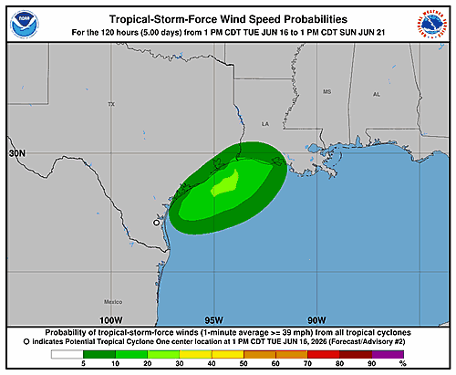 Potential Tropical Cyclone One: Wind Probability Forecast Issued