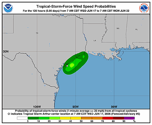 Tropical Storm Arthur Wind Probability Graphics Released