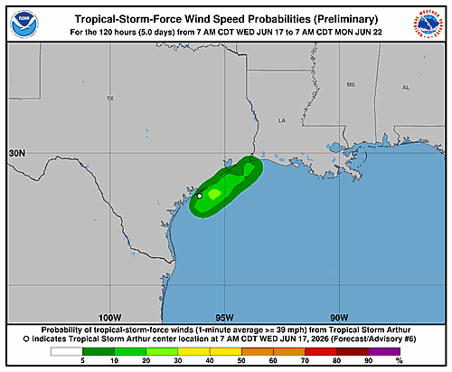 Tropical Storm Arthur Wind Probability Graphics Released