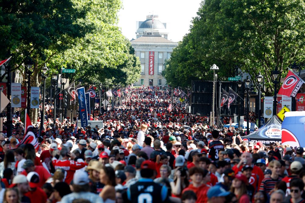 Thousands Flood Downtown Raleigh for Carolina Hurricanes Stanley Cup Parade
