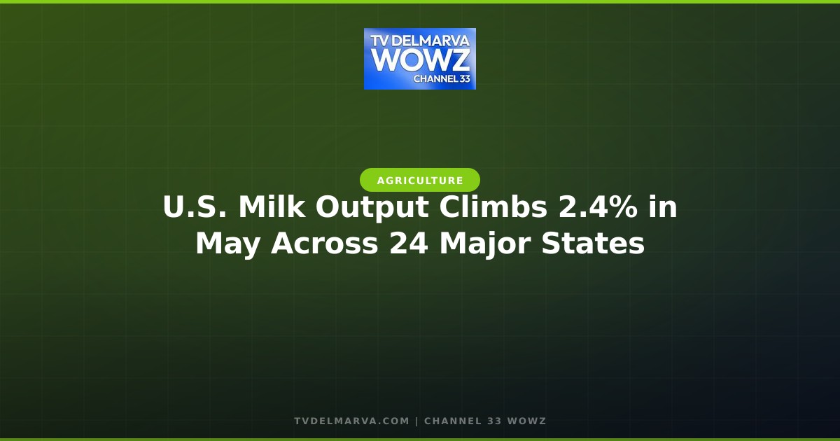 U.S. Milk Output Climbs 2.4% in May Across 24 Major States