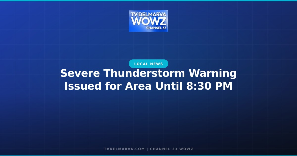 Severe Thunderstorm Warning Issued for Area Until 8:30 PM