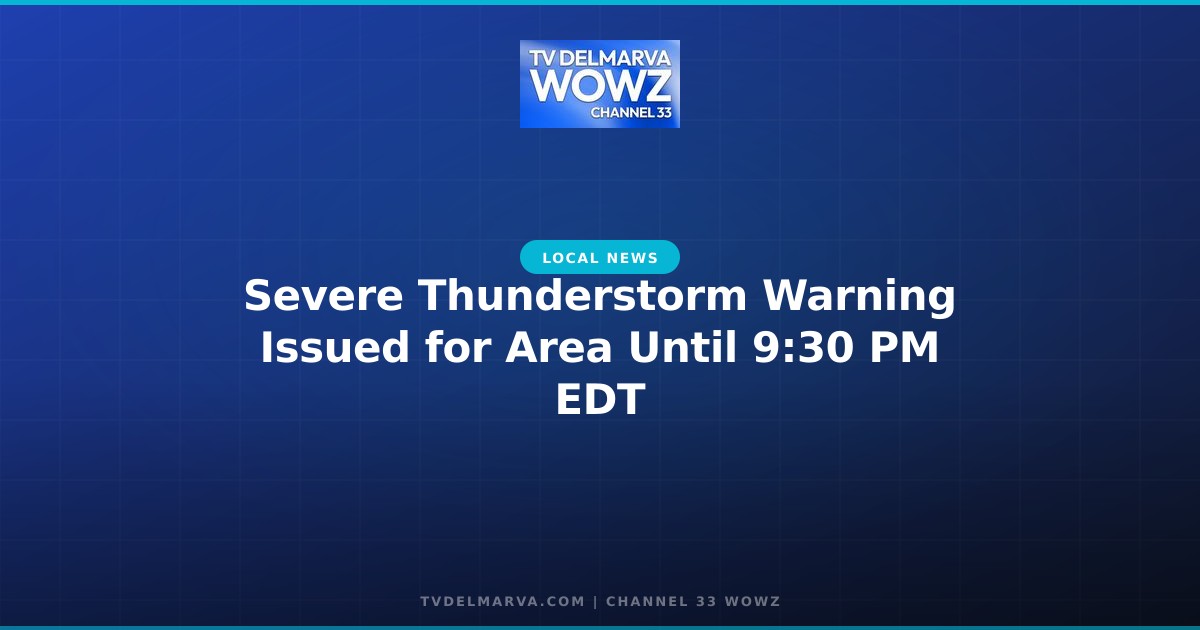 Severe Thunderstorm Warning Issued for Area Until 9:30 PM EDT