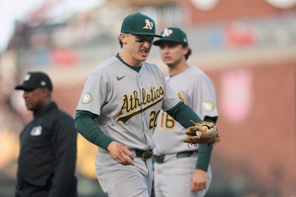 A’s Zack Gelof’s 24-Game Hit Streak Ends After Being Stepped On at Second Base