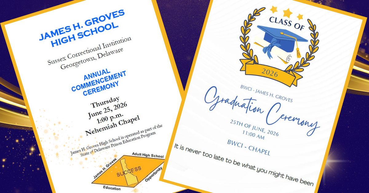 27 Incarcerated Delawareans Receive High School Diplomas in Prison Ceremonies