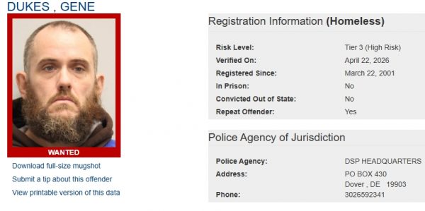 Delaware State Police Alert: Wanted and Homeless Sex Offenders in the Community