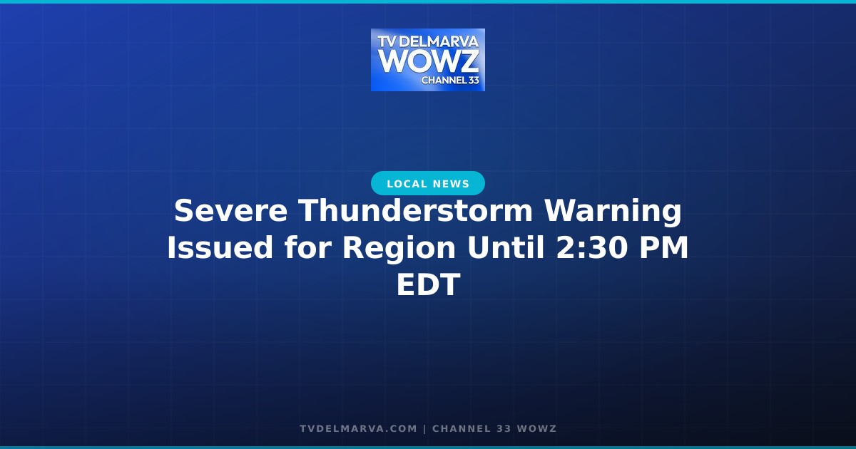 Severe Thunderstorm Warning Issued for Region Until 2:30 PM EDT