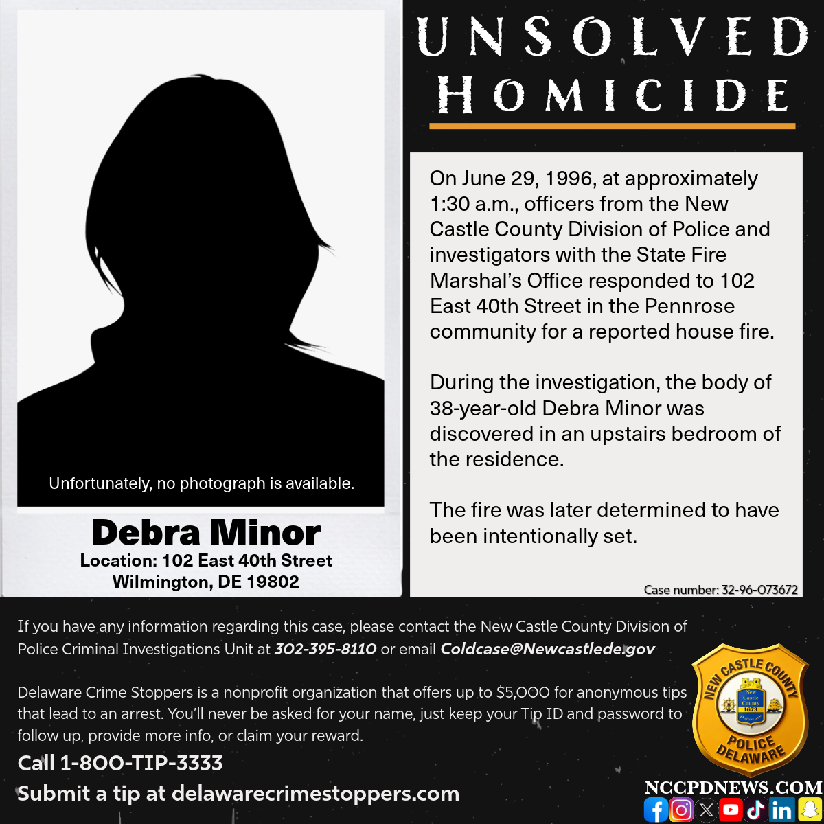 Cold Case: 1996 Wilmington Homicide of Debra Minor Revisited