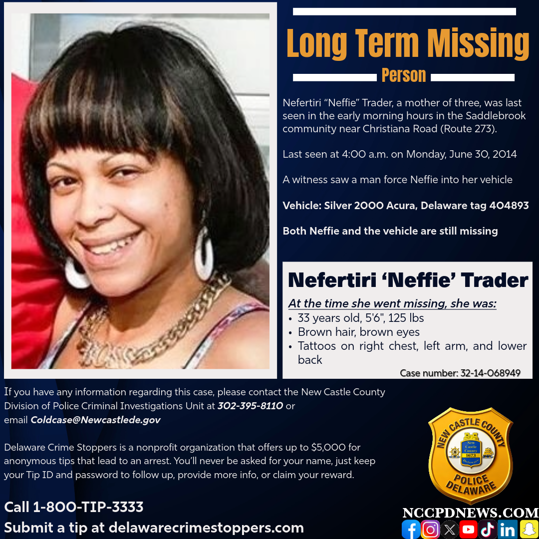 Cold Case Revisited: New Castle Woman Nefertiri Trader Missing Since 2014