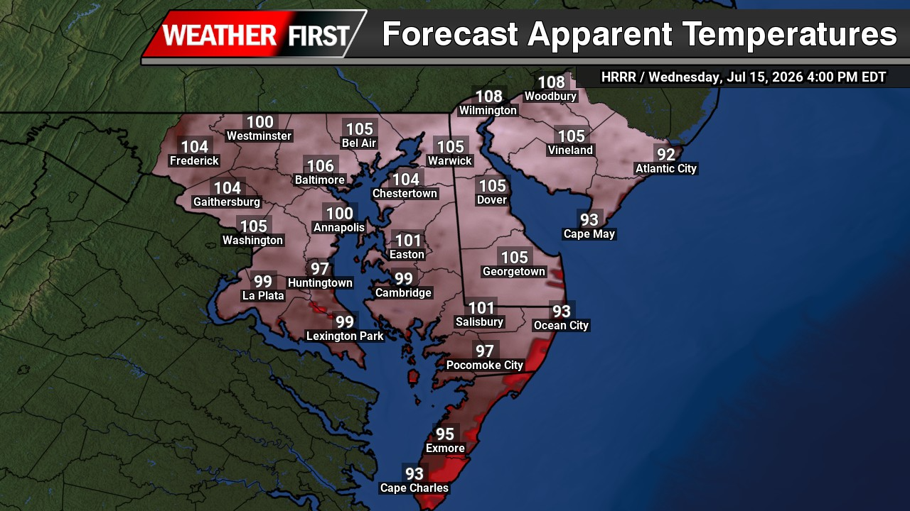 Dangerous Heat Today Across the Mid-Atlantic; Wildfire Smoke Plagues The Region