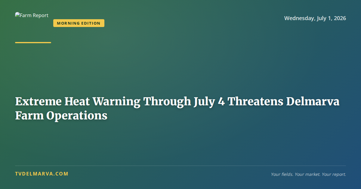 Extreme Heat Warning Through July 4 Threatens Delmarva Farm Operations