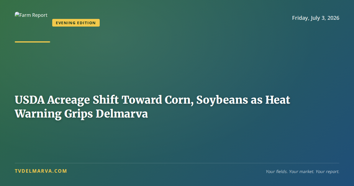 USDA Acreage Shift Toward Corn, Soybeans as Heat Warning Grips Delmarva