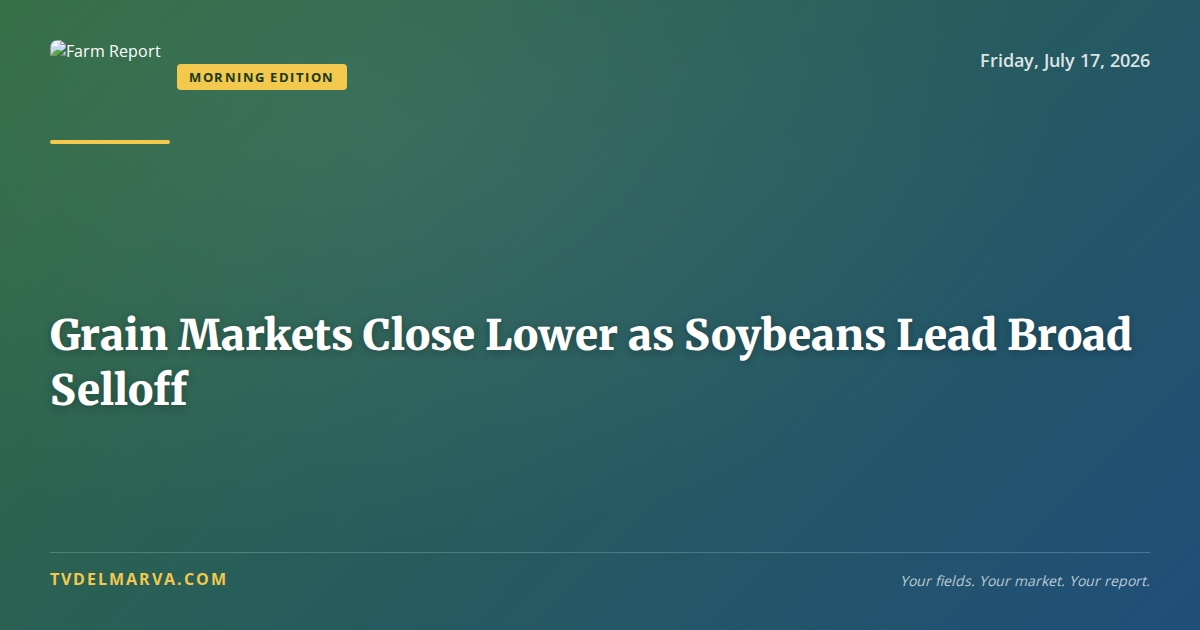 Grain Markets Close Lower as Soybeans Lead Broad Selloff