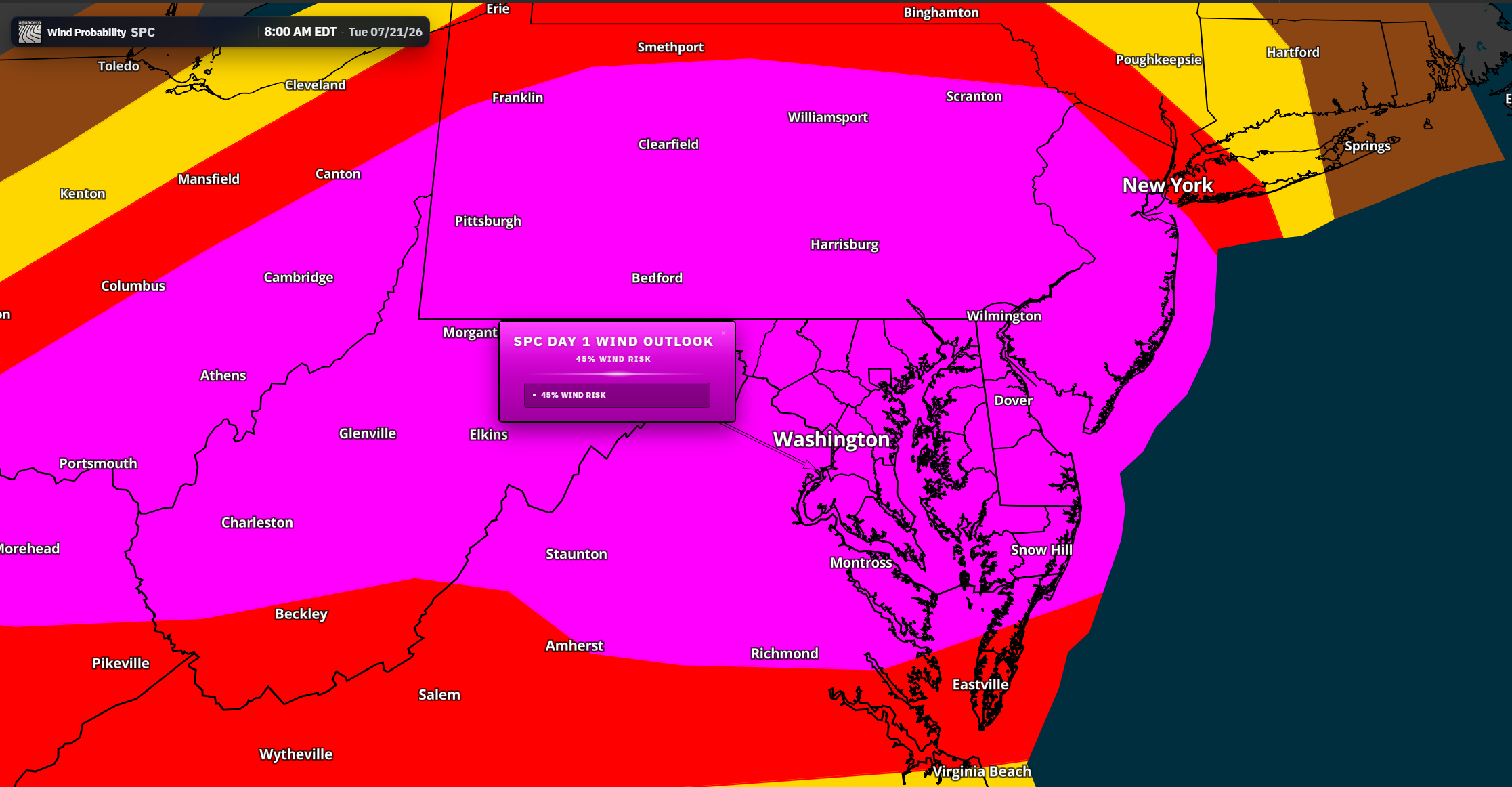 Severe Storms and Flash Flooding Threaten the Mid-Atlantic Through Wednesday