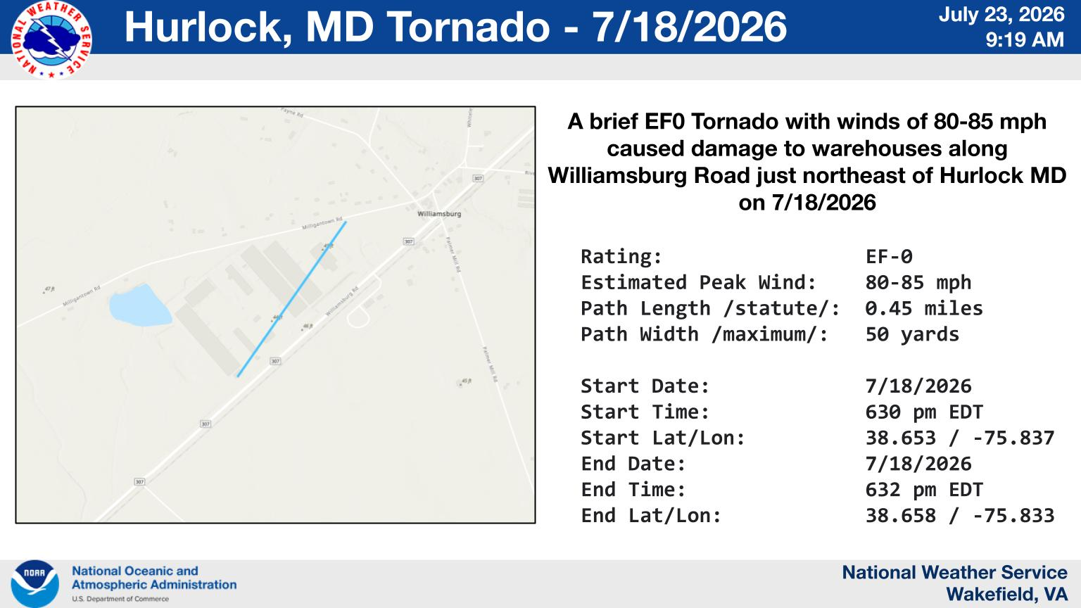 EF-0 Confirmed In Hurlock, MD Saturday