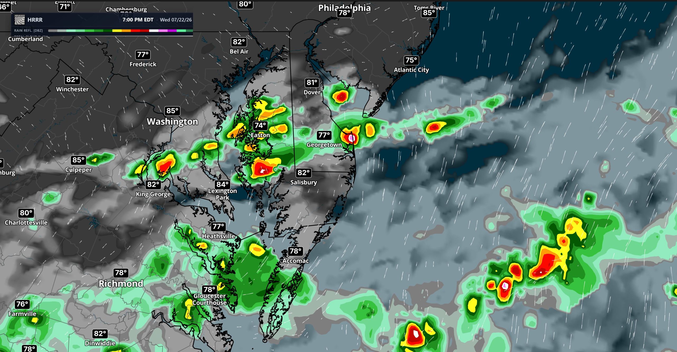Isolated Severe Storms and Flash Flooding Remain Possible Across Delmarva Today