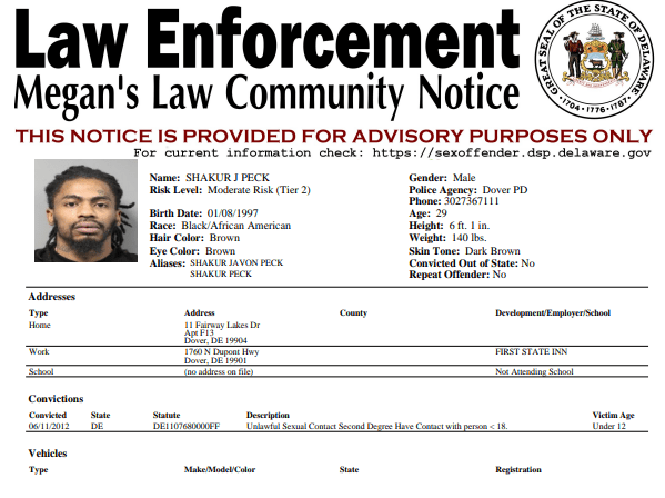 Dover Police Release Latest Megan’s Law Sex Offender Notifications