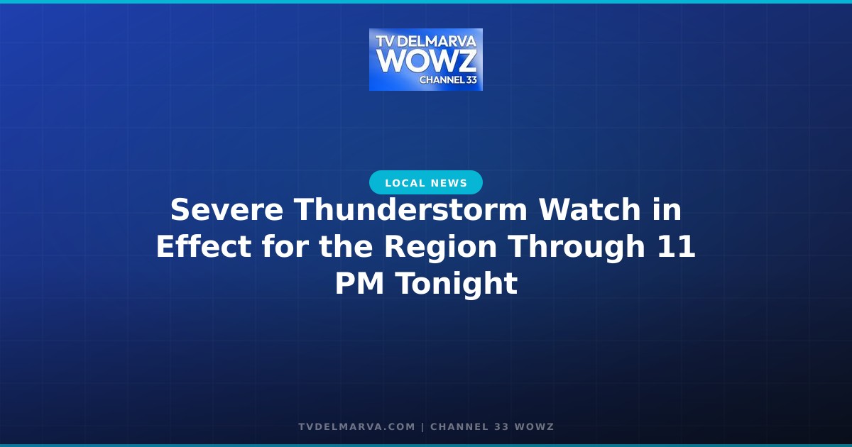 Severe Thunderstorm Watch in Effect for the Region Through 11 PM Tonight