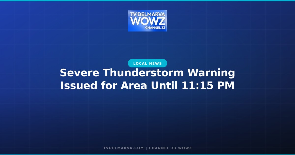 Severe Thunderstorm Warning Issued for Area Until 11:15 PM