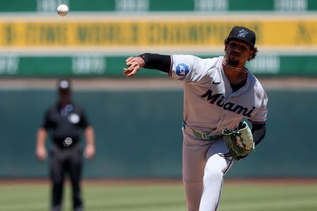 Marlins’ Perez Throws 7 Perfect Innings Before Wild 9-8 Win Over A’s