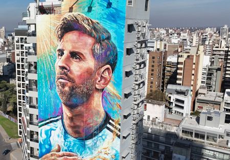 Giant Messi Mural Restored in His Argentine Hometown Ahead of World Cup Quarterfinal