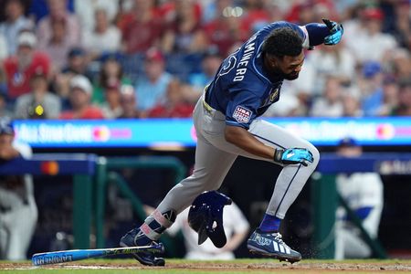 Rays’ Junior Caminero Exits MLB All-Star Game After Taking Pitch Off Left Hand